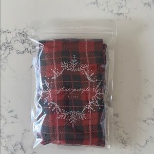 Free People Red London Plaid Fashion Tights